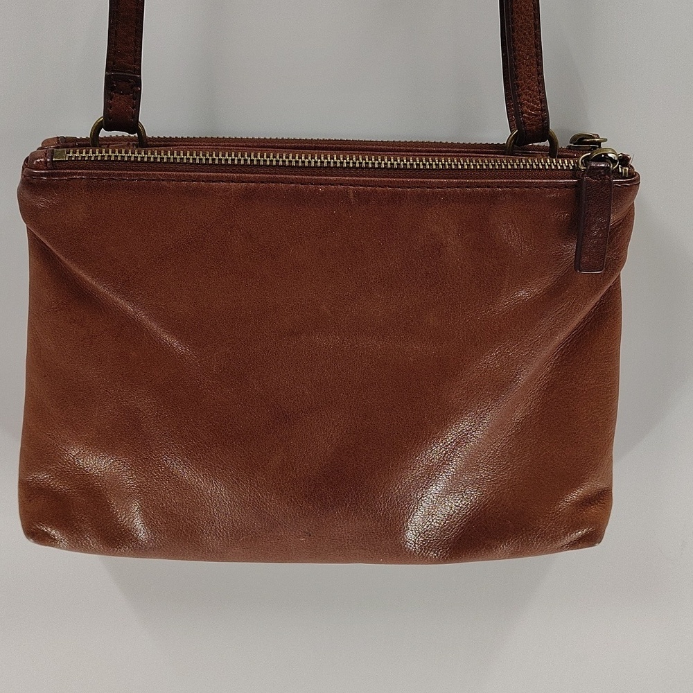 Margot New York Chestnut Brown Crossbody Purse Three Section Zip Top - Picture 7 of 12